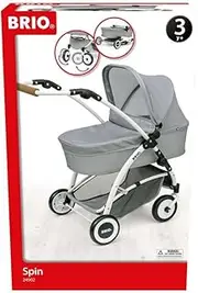 Puppenwagen Spin Grau mit Schwenkrädern
