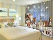 3D Bubble House Clock G24 Christmas Window Photo Curtain Fabric Quality An