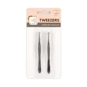 2x Professional Slanted Tip Eyebrow Tweezers Stainless Steel hair Beauty Tweezer