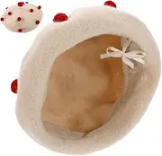 [Holibanna] French Wool Beret Hat Women's Hat Girls Artist Hat Mushroom Style Beret White