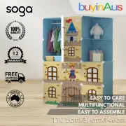 SOGA 10 Cubes Blue Castle Design Storage DIY Shelves Cupboard Wardrobe Organiser