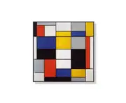 60cmx60cm Large Composition A By Piet Mondrian Black Frame Canvas Wall Art