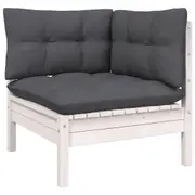 Garden Corner Sofa with Cushions White Solid Pinewood vidaXL