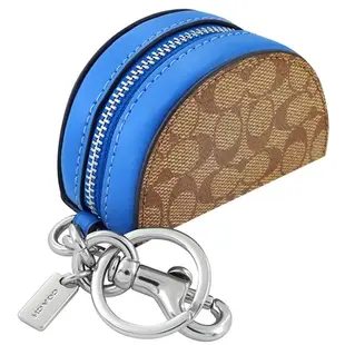 COACH 藍色大C PVC立體半月造型鑰匙圈吊飾/零錢包