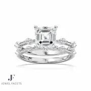 2.86 Ct IGI Emerald Cut Lab Grown Diamond Engagement Bridal Ring Set 14k Gold