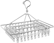 DAWNTREES Stainless Steel Clothes Drying Rack with 60 Clothespin Pegs,Racks for Laundry，Sock Hanger,Anti-Wind Clip Hanger Clothesline Metal Laundry Drip for Drying Socks, Bras, Towel, Underwear