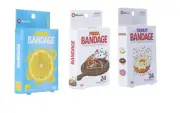 Band Aid Bandages 1 Box Pizza Lemon Donut, 24 adhesive bandages, FDA