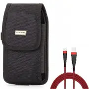 For Samsung Galaxy S24 Ultra/Plus - 10ft USB Cable w Case Belt Clip Type-C