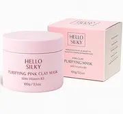 Hello Silky Pink Clay Purifying Face Mask with Vitamin B3, Kaolin & Fruit Extracts | Detox, Brighten, Acne & Redness Relief | 100g, Australian Made.