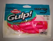 Berkley Gulp 6 Inch Grub Pink 4 CT Fluke Fishing