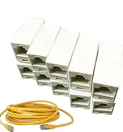 Rj45 Coupler Ethernet Coupler,Female to Female Rj45 | 10x Network Double Straight Head LAN Cable Joiner, Modular Plug for Solid Wire and Standard