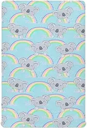 Koala Rainbow Pattern Sheets for Baby Crib Mattress Soft Breathable Boy Crib Sheets Fitted 39"x27"x5"