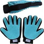 Zenify Pets Grooming Glove - 2-in-1 Wet/Dry, Machine Washable, Dual Sided Silicon Mitt for Cats, Dogs, Rabbits & Horses (2 Pack Left + Right Hand)
