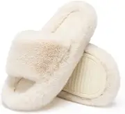[Chantomoo] Women Slippers Fluffy Comfortable Memory Foam House Faux Fur Slide Shoes Non-Slip Sole Bedroom Cosy Indoor Plush Slippers