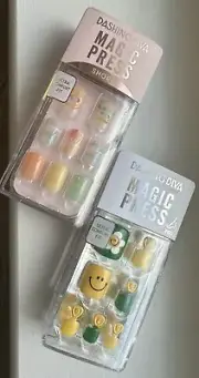 New Dashing Diva Magic Press -on 1set Pedi & 1set Mani Short K-beauty
