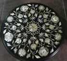 Black Marble Console Bar Table Top MOP Stone Marquetry Arts Inlay Furniture Deco