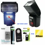DEDICATED TTL FLASH +LED LIGHT + REMOTE +EN-EL14 BATTERY FOR NIKON D3400 D5600