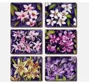 Country Kitchen Orchid Garden Cinnamon Cork Back Placemats Set 6
