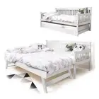 Foret Bed Frame Single Base Trundle Daybed Kids Wood White 2pc