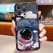 Space Astronaut Phone Case for iPhone 13 12 11 14 Pro Max XS X XR 8 7 Plus SE 2020 2022 Shockproof Silicone Bumper Cover,Black,for iPhone 12