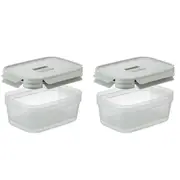 2x 2pc LocknLock Nestopia Rectangular 1.6L/23cm Container Storage Set Clear/GRN