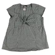 Torrid Women's 4 Gingham Black White Cap Sleeve Shirt Top Short Sleeve NWT