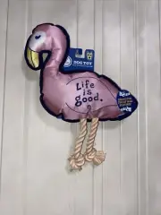 NEW Dog Toy Plush Clinker & Squeaker Flamingo | Life is Good 15” .