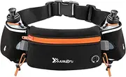Number-one Running Belt with Water Bottles(2 x 175ML), Hydration Belt Waterproof Waist Pack Bag Fits iPhones Adjustable Sports Waist Pouch for Marathon Running Hiking Cycling, Orange, One Size