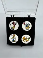 Vintage Set Of 4 Disney Brass Golf Markers Mickey, Donald, Pluto, & Goofy Pins