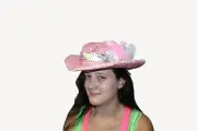 Rhinestone Pink Sequin Cowgirl Gal Feather Girl Dress Up Costume Hat