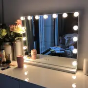 Vanity Mirror with Lights - Hollywood Lighted Makeup Mirror with 15 LED Bulbs, USB & Type-C Charging, Tabletop or Wall-Mounted - White