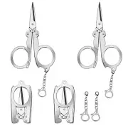 4Pcs Small Folding Scissors,Small Travel Scissors with Key Chain,Folding Scissor