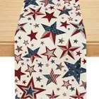 4th of July Table Runner Stars Patriotic Kitchen Dining Table Decoration Memo...