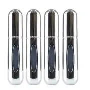 4 x Silver Refillable Perfume Atomiser 5ml Spray Pump Portable Bottles -Travel