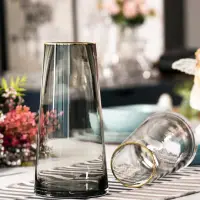 在飛比找樂天市場購物網優惠-適合插銀柳的花瓶客廳花朵造型玻璃簡約現代風格透明桌面創意擺件