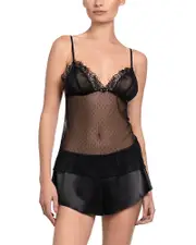 In Bloom by Jonquil Dot Mesh Cami Short Set