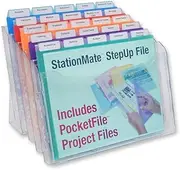 Ultimate Office StationMate Step Up File Desktop Organizer with 25, 5th-Cut PocketFiles