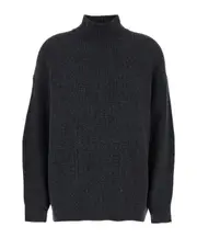 Brunello Cucinelli Lurex High Neck Oversized Pullover S,M grey