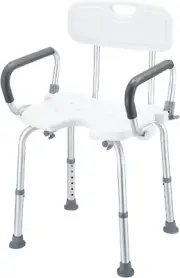Shower Chair Seat Bath Stool Shower Bench with Padded Armrest & Back Adjustable