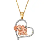 0.1 CT. T.W. Enhanced Blue and White Natural Diamond Elephant and Heart Pendant in Sterling Silver and 14K Two-Tone Gold Plate