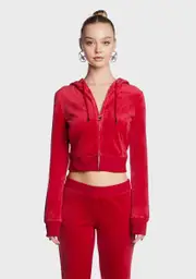 [JUICY COUTURE] Coco Red OG Big Bling Velour Hoodie