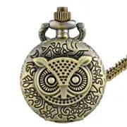 Bronze Owl Pattern Design Pocket Watch Antique Quartz Movement Necklace Pendant
