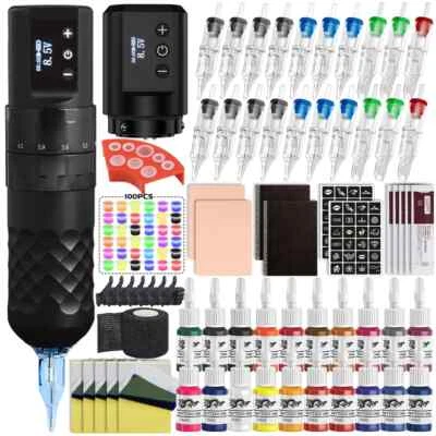 Wireless Tattoo Machine Pen Kit With Portable Power Pack Adjustable Professional