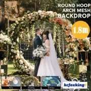 1.8M Wedding Party Flowers Round Hoop Arch Mesh Backdrop Stand Decoration White