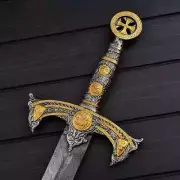 THE KNIGHTS TEMPLAR | Crusader Sword -Handmade Damascus Steel Sword With Sheath