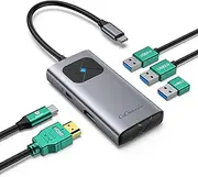 GiGimundo USB C Hub with HDMI 4K, PD60W Charging Basic USB-C Laptop Docking Station, Aluminum Multiport Adapter with 3xUSB-A, Type-C Hub for Macbook Air, iPad Pro, XPS and More, Gray