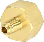 Adaptor Converter Connector, W21 to 1/4 Brass Refrigerant Tank Adapter for R32 R134A Valve Core Air Conditioning Line Repair Tools