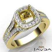 Halo Pave Setting Round Diamond Engagement Semi Mount Ring 14k Yellow Gold 1.4Ct