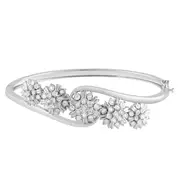 Sterling Silver Fancy Cluster Bangle with 1/2ct of Diamonds