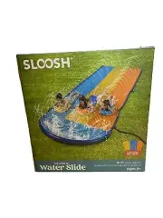 Sloosh 18ft Triple Water Slide and 3 Body Boards, Backyard Lawn Water Slide